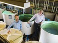 University of Alberta co-project leads Daniel Alessi, left, and Greg Goss, in their laboratory on Wednesday, Jan. 18, 2017, have found that fluids produced by hydraulic fracturing cause liver and gill damage in rainbow trout