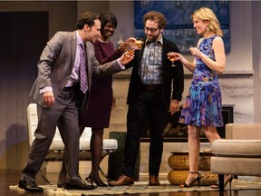 Raoul Bhaneja, Karen Glave, Michael Rubenfeld and Birgitte Solem in Disgraced.