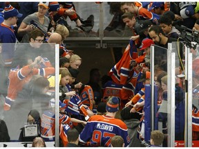 Edmonton Oilers captain Connor McDavid leaves the ice following Sunday's Super Skills competition at Rogers Place. (Larry Wong)