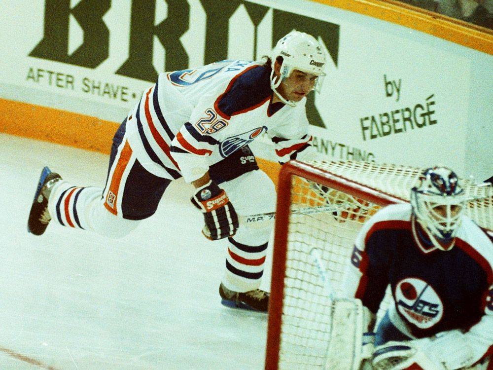 Mark Messier of the Edmonton Oilers skates on the ice during the