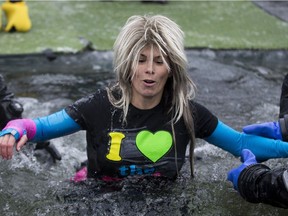 Former Olympic figure skating gold medalist, Jamie Salé  takes part in Polar Plunge Edmonton in support of Special Olympics at Lake Summerside on January 22, 2017.