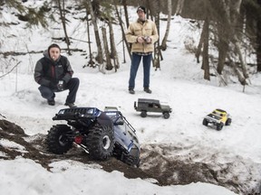 Five Scale Adventure Drivers of the Division One RC Club were driving their four by fours in Whitemud Park in favourable weather and snow conditions. Shaughn Butts / Postmedia