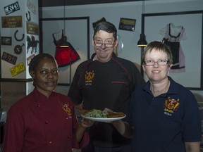 From left, Sarah Namazzi, Micha and Silke Hentschel at Haus Falkenstein.