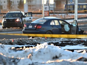 Police investigate a fatal collision on 144 Ave. which they in north Edmonton, Friday, January 20, 2017.
