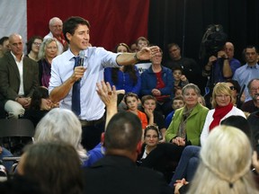 Prime Minister Justin Trudeau spoke to a packed banquet hall at the Evinrude Centre on Friday, Jan. 13, 2017, in Peterborough, Ont., at a town hall meeting.