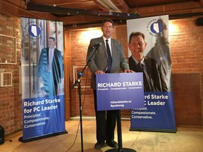 Progressive Conservative leadership candidate Richard Starke held a press conference at the Yellowhead Brewery in Edmonton on Friday about his plan for a revamped equalization system.