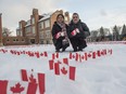 Sanjeev Chawla and his wife Sangeeta  planted hundreds of miniature Canadian flags in the snow to create a jumbo design of "150" in the south playground of Oliver School on January 1, 2017.  Canada celebrates 150 years as a nation in 2017