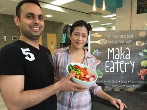 Stephanie Paras and Himanshu Motwani are co-owners of Maka Eatery at the Don Wheaton YMCA in Edmonton.