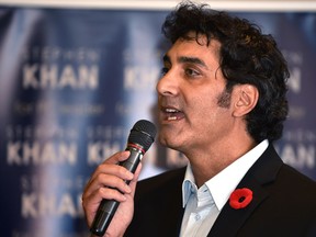 Stephen Khan at his PC campaign launch. On Friday, Khan will officially withdraw from the PC leadership race.