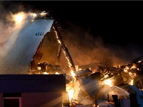 Stony Plain Alliance Church's Family Centre was engulfed in flames on Dec. 18, 2016. RCMP charged a 12-year-old boy with arson in connection to the fire on Jan. 25, 2017.