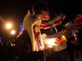 A candlelight vigil for Radek MacDougall and Ryder MacDougall in Spruce Grove Thursday Dec. 22, 2016.