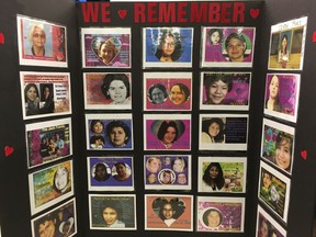 A poster at the 12th annual Memorial March of Edmonton for Missing and Murdered Women taken on Feb. 14, 2017 at Sacred Heart Church.