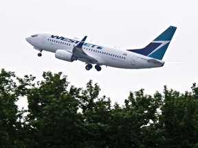 A Westjet plan takes off.