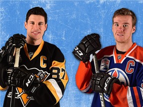 Pittsburgh Penguins star Sidney Crosby, left, and Edmonton Oilers star Connor McDavid.