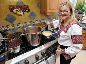 Daria Luciw works in her kitchen preparing the traditional 12 meatless dishes for Ukrainian Christmas in Edmonton on Monday, Jan. 6, 2014.
