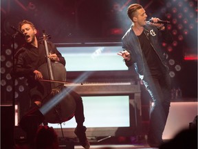 Lead singer Ryan Tedder with OneRepublic in concert  at Rexall place in Edmonton. April 29, 2015.