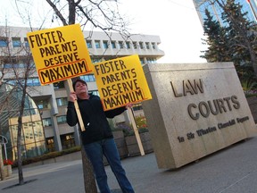 Protesters outside the courthouse in Edmonton on Oct. 17, 2011, the day Lily Choy  was convicted of manslaughter in the death of three-year-old Kawliga Potts.