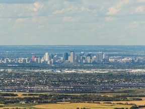 An aerial view of farms and acreages south east of Edmonton on September 10, 2015.