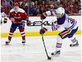 Drake Caggiula of the Edmonton Oilers takes a shot on goal against the Washington Capitals in the third period at Verizon Center on February 24, 2017 in Washington, DC.