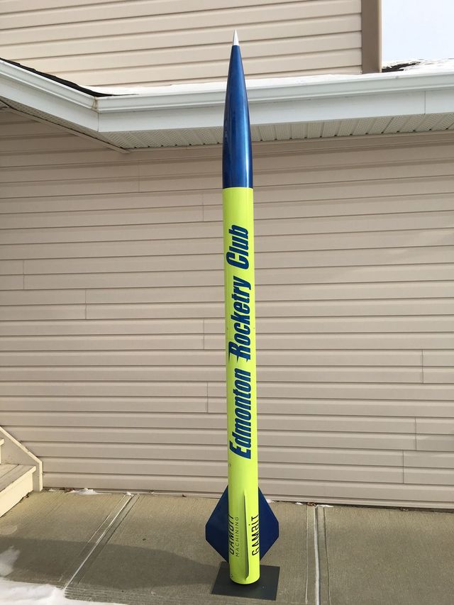 Edmonton Rocketry Club's three metre long, 13 kilogram rocket.