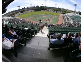 Fans find their seats for the Edmonton Prospects and Regina Red Sox Western Major Baseball League game at Telus Field on June 7, 2015. (Perry Mah)