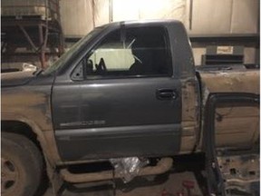 Fort Saskatchewan RCMP are searching for two males driving a Grey 2000 Chevrolet Silverado two-door truck with Alberta license plate, BFJ5597. SUPPLIED PHOTO