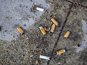 Litter is seen in Sir Winston Churchill Square in Edmonton, Alta., on Wednesday, Dec. 10, 2014.