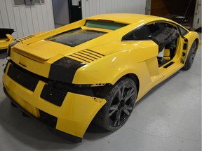 One of two stolen Lamborghinis RCMP recovered from a property in the northern Alberta hamlet of Deadwood.
