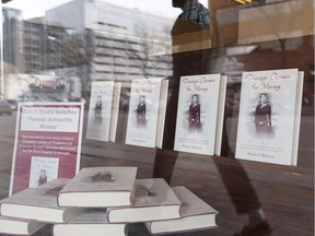 Robert Bhatia's book Passage Across the Mersey is seen in a window display at Audreys Books in Edmonton on Tuesday, Feb. 21, 2017.