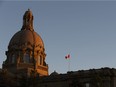 The Alberta Legislature is seen at sunset in Edmonton, Alberta on Monday, November 14, 2016.