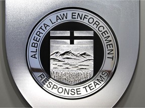 The ALERT shield in the lobby of their offices in Edmonton, Alberta on September 5, 2014.