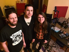 Three local First Nations musicians, veteran players, from left, guitarist Kris Harper, drummer Marek Tyler and guitarist Matthew Cardinal have formed nehiyawak. Photo taken on Wednesday, Jan. 24, 2017.