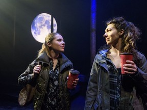 "We're not psychopaths. We're sisters!"  Louise Lambert, left, and Lora Brovold star in Bust, running at Theatre Network.