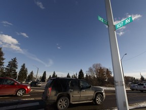 Vehicles drive through the roundabout at 142 Street and 107 Avenue on Monday, Feb. 27, 2017. It's the spot with the highest number of collisions caused by tailgating in 2016.