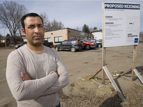 Fawzy Abuamra outside the building he purchased and renovated at 12202 Fort Road.