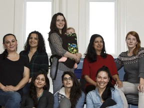 Director Vanessa Sabourin (third from left) poses with the cast of 9 Parts of Desire during rehearsal at Queen Alexandra School.