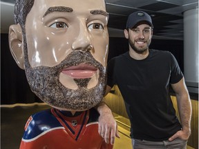 Edmonton Oiler goalie Cam Talbot with his bigger than life bobble head on the concourse of Rogers Place on March 3, 2107. Talbot is eight wins away from tying an Oilers franchise record for most wins by a goaltender in a season.
