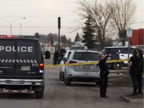 There was a heavy police presence in the area of 52 Street and 128 Avenue in Edmonton on Thursday, March 30, 2017m, where a man was shot by police.
