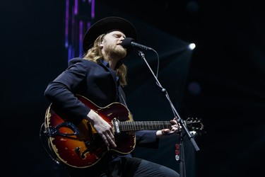 Guitarist and lead vocalist Wesley Schultz of The Lumineers performs at Rogers Place in Edmonton on Friday, March 31, 2017.