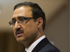 Federal Infrastructure Minister Amarjeet Sohi talks about the new federal budget to the Edmonton Chamber of Commerce on Thursday March 23, 2017, in Edmonton.