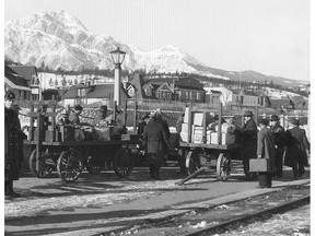 Japanese Canadians arrive in Jasper, Alberta on way to internment camps during the war. Calgary Herald file photo.