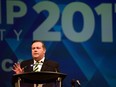Jason Kenney speaks during the PC Alberta's 2017 Leadership Election at the Telus Convention Centre in Calgary on March 17, 2017.