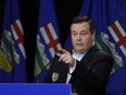 Newly-elected leader of the Alberta PC party Jason Kenney answers questions at a news conference in a Calgary hotel, Sunday, March 19, 2017.