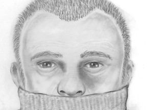 Leduc RCMP have released this sketch of one of five suspects involved in a home invasion in Leduc on Feb. 28, 2017, after the homeowner was handcuffed by masked robbers who stole five guns from his safe.