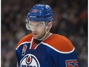 Mark Letestu (55) of the Edmonton Oilers scored his 15th goal of the season Wednesday against the Anaheim Ducks.