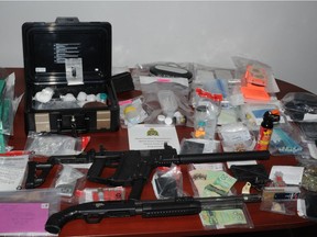 Mounties from Spruce Grove, Stony Plain and Enoch executed a search warrant Friday, March 10, 2017, with help from the Edmonton Police Service tactical team. Officers seized fentanyl tablets, powder fentanyl, methamphetamine, heroin, MDMA, dexedrine, hydromorphone, cannabis products and cash.