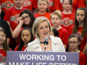 Premier Rachel Notley speaks at the Woodhaven Middle School in Spruce Grove on Tuesday, March 21, 2017.