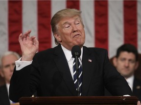 President Donald Trump addresses a joint session of Congress on Capitol Hill in Washington, Tuesday, Feb. 28, 2017.