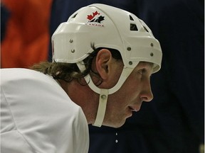 Ryan Smyth skates during a team practice with the Stony Plain Eagles on Feb. 15, 2017.