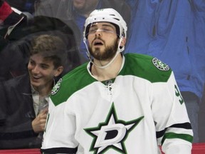 Ottawa Senators fans cheer as Dallas Stars centre Tyler Seguin reacts to his team scoring an own goal during first period NHL action Thursday February 9, 2017 in Ottawa.